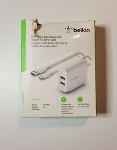 Belkin Dual Port USB A Charger Wall  24W Great for Apple Google Samsung & LG!
