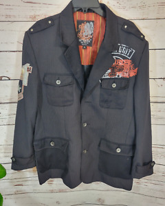 Metafuori Black Patched Pockets LOGO Grunge SteamPunk Jacket Men's Size XL