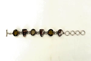 Pulsera vintage de plata de ley/con ágata y topacio ahumado - Imagen 1 de 11