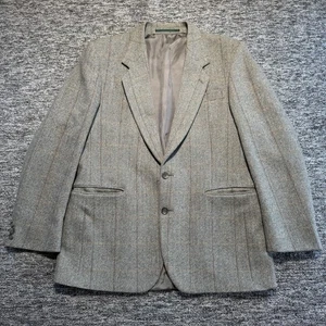 Dunn & Co Tweed Sakko Herren 44 kurz grau grün Wolle Fischgrät Country Blazer - Bild 1 von 9