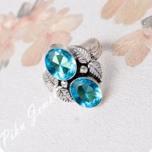 London Blautopas Edelstein 925 Sterlingsilber bestes Geschenk Ring neuester Schmuck - Bild 1 von 5