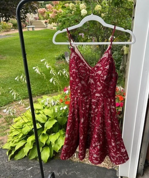 My Michelle Juniors Homecoming Fit & Flare Red Burgundy Lace Dress Size 3 - Image 1 of 1
