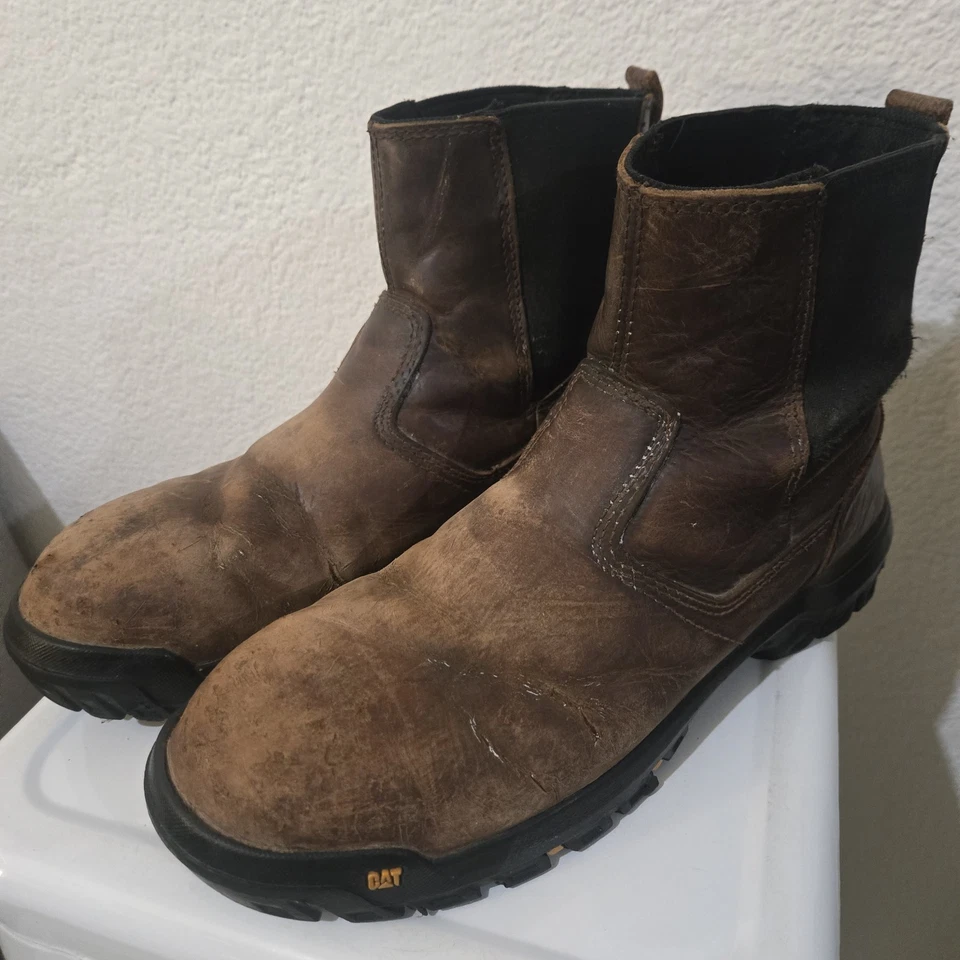 Botas de trabalho masculinas CAT Caterpillar P91026 distância entre eixos biqueira de aço argila tamanho 11 M - Imagem 1 de 4
