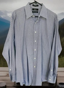 Saks Fifth Ave Dark Modern Classic Fit Long Sleeve Dress Shirt Men 16.5 34/35 - Picture 1 of 8