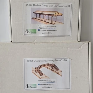 2X THE GREENWOOD LASER CUT KITS FB001 PC001 PLATFORM CANOPY & FOOTBRIDGE UNUSED - Picture 1 of 5