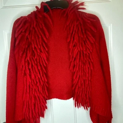 Suéter cárdigan corto peludo rojo XS de ETCETERA para mujer Foto 1 de 4