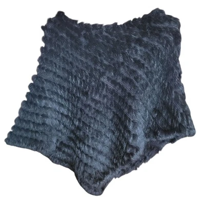 Jennyfer J  Poncho Black Rabbit Fur Lightweight Poncho EUC Evening Wear  - Image 1 of 4