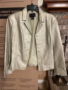 Express Women’s Leather Blazer Bronz Gold Leather Jacket Rock Classic - Picture 1 of 3