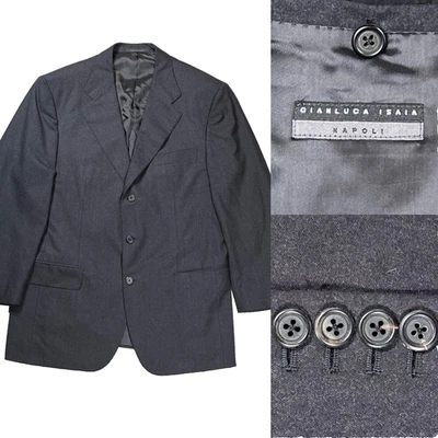 Gianluca Isaia Napoli 男式羊毛西装外套 尺寸 US 42 木炭灰色 意大利 3 按钮 — 第 1/4 张图片