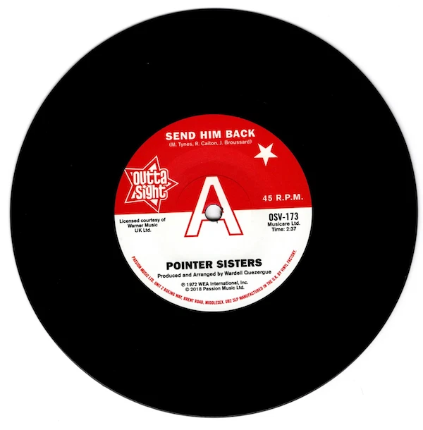 POINTER SISTERS Send Him Back - New Northern Soul DEMO 45 (Outta Sight) 7' Vinyl - Image 1 of 3