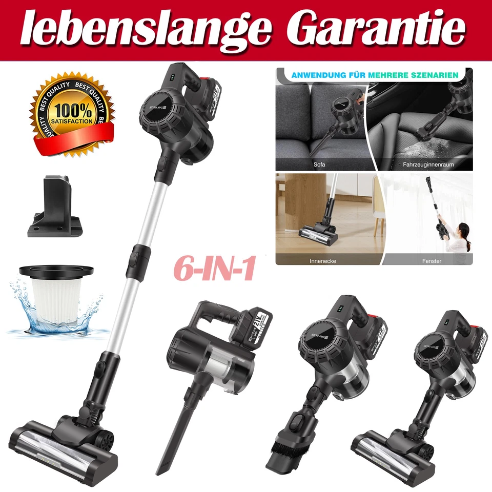 6-in-1 20000PA  Akku Staubsauger Hoover Upright Kabelloser Handstaubsauger Neu - Bild 1 von 4
