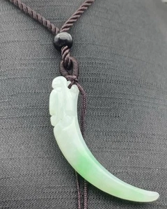 Video Certified Green Burma Natural A JADE JADEITE PENDANT Dragon tooth 龙 412048 - Picture 1 of 8