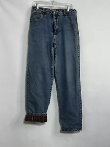 Cabelas Jeans Womens Size 12 Tall Flannel Lined Warm Straight Leg Red Plaid - Picture 1 of 9