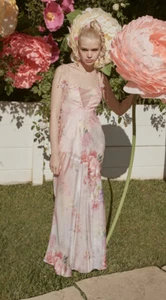 Free People FOR LOVE & LEMONS Lisa Bouquet Garden Floral Watercolor Maxi Dress - Picture 1 of 9