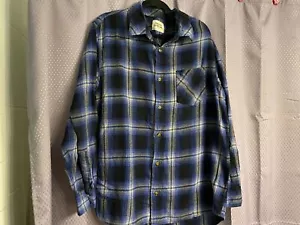 Camisa de franela Field & Stream para hombre XL azul y negra a cuadros con botones - Imagen 1 de 4