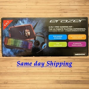 4 in 1 Pro Gaming Kit w. Illuminated Keyboard, Headset, Mouse & Pad (MEDION) - Picture 1 of 4