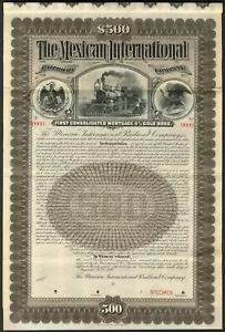 Mexico, Mexican International Railroad Company, a specimen $500 bond, 1897 - Picture 1 of 1