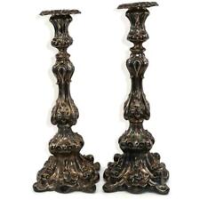 Antique .875 Pure Russian 84 Silver Baroque Style Pair of Candlesticks, 13 1/2"