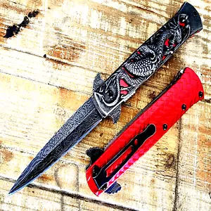 8" Ballistic Dragon Spring Assisted Open Folding Pocket Knife Sculpted Art - Picture 1 of 6