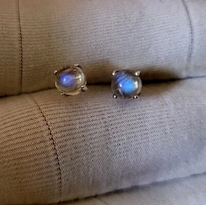 Pendiente de plata de ley 925 con piedras preciosas de luna arco iris natural, regalo para ella - Imagen 1 de 11