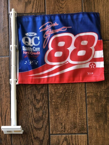 Vintage NASCAR Dale Jarrett Racing Flag Race Car Window Flag Cover