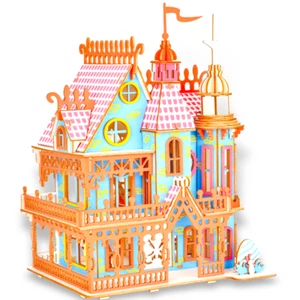 Puzzle in legno 3D Dream Villa House DlY assemblato modello da costruzione giocattolo per bambini - Foto 1 di 6