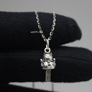 Accesorio colgante campana gato pequeño real de plata esterlina 925 para mujer y hombre 22*8 mm - Imagen 1 de 4
