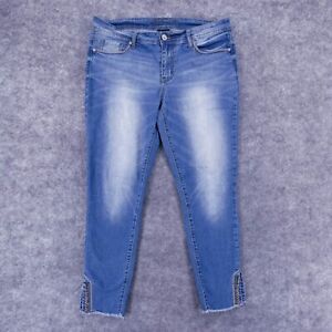 Hydraulic Jeans Womens 13 Juniors Curvy Stretch Crop Mid Rise Light Wash Raw Hem