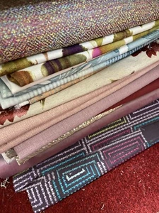 designer Fabric Pieces. 10 FOR £15 / ALL PIECES AROUND 1 METRE EACH - Picture 1 of 12