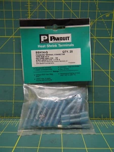 (Qty: 25) Panduit Ins. Heat Shrink Terminal Butt Splice Crimp BSH14-Q 14-16 AWG - Picture 1 of 6