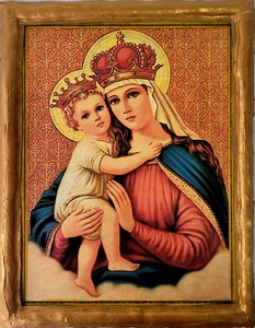 Ikone Madonna Jesus Jungfrau Maria Panagia seltene römisch-katholische Ikone Plakette - Bild 1 von 6