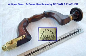Antique Rosewood, Beech & Brass Handbrace by BROWN & FLATHER - Picture 1 of 5
