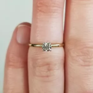 10K Yellow Gold Vintage Engagement Ring, Solitaire Diamond, Petite, .06 Carat - Picture 1 of 8