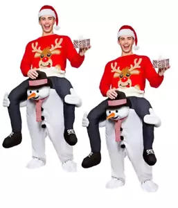 Herren Erwachsene Carry Me Neuheit Ride Auf Mascot Weihnachten Kostüm Schneemann - Bild 1 von 1
