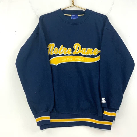 Vintage Notre Dame Fighting Irish Starter Sweatshirt Size Large Blue Ncaa 90s Cover