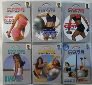 6 Core Secrets workout DVDs lot stability ball bun battle heat to toe training - Foto 1 di 8