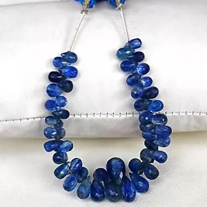Gemas de cianita azul natural 6x4 a 11x6 mm tamaño facetado lágrima cuentas hilo de 5" - Imagen 1 de 7