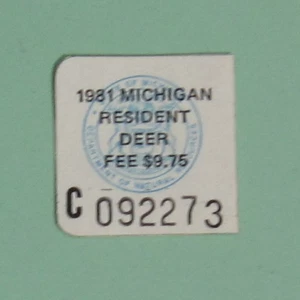 1981 Michigan DNR Resident Deer Hunting License Permit Stamp...Free Shipping! - Picture 1 of 1
