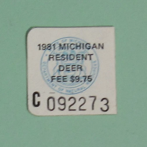 1981 Michigan DNR Resident Deer Hunting License Permit Stamp...Free Shipping! - Image 1 of 1
