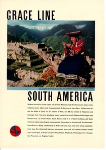 Vintage Print ad 1937 Cruise ship Grace Line South America pre-Inca Cuzo Peru - Picture 1 of 2