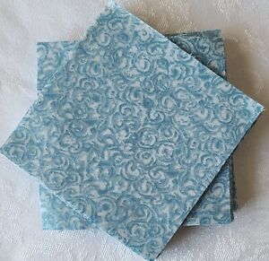 Lot of 55-5" X 5" Fabric Squares Blue Swirls Tone On Tone Quilting Sewing Craft