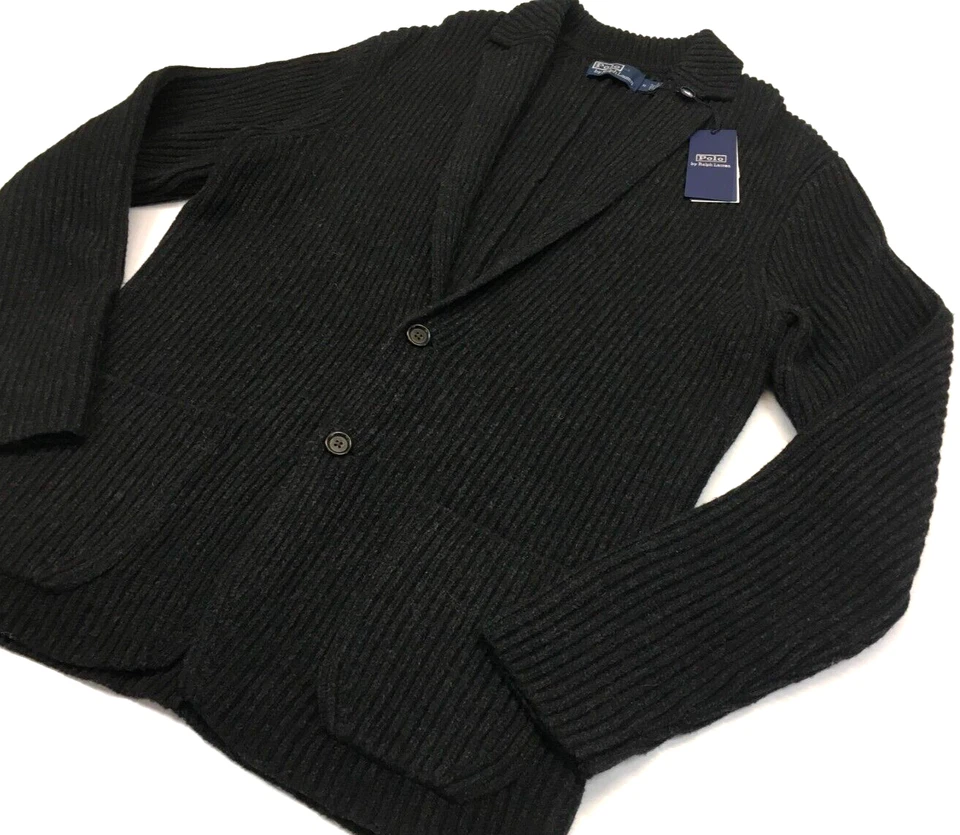 Polo Ralph Lauren Lana Acanalado Grueso Tejido Suéter Blazer Cárdigan Caballero Foto 1 de 4
