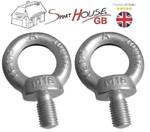 2 x M6 M8 M10 M12 M16 M20 PERNO DE OJO GALVANIZADO ROSCA MÉTRICA CHAPADA EN ZINC - Imagen 1 de 8
