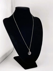 Collana in argento sterling 925 con ciondolo zaffiro blu 18" - Foto 1 di 6