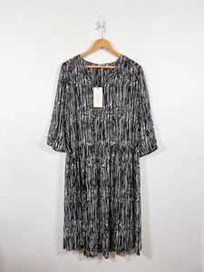 Masai Dress Large Black White Nelidi Midi Lagenlook Floaty Relaxed Holiday New - Picture 1 of 15
