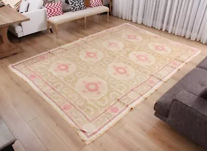 Cubierta de mesa de tela Suzani regalo para el hogar 7,68' x 11,32' vintage envío rápido 16531 - Imagen 1 de 24