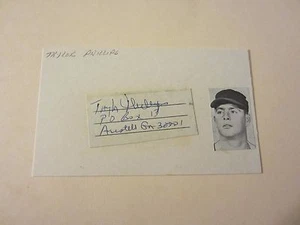 Taylor Phillips Autographed Signed 3X5 Index Card MLB Baseball Milwaukee Braves - Picture 1 of 2