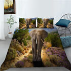 3D Elephant Mountain Path Duvet Quilt Cover Queen Bedding Set Pillowcase