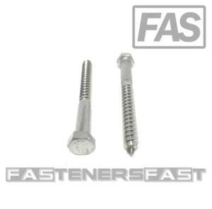 (5) 3/8 x 4" 316 Stainless Steel Hex Head Lag Bolts Lag Screws MARINE GRADE - Picture 1 of 5