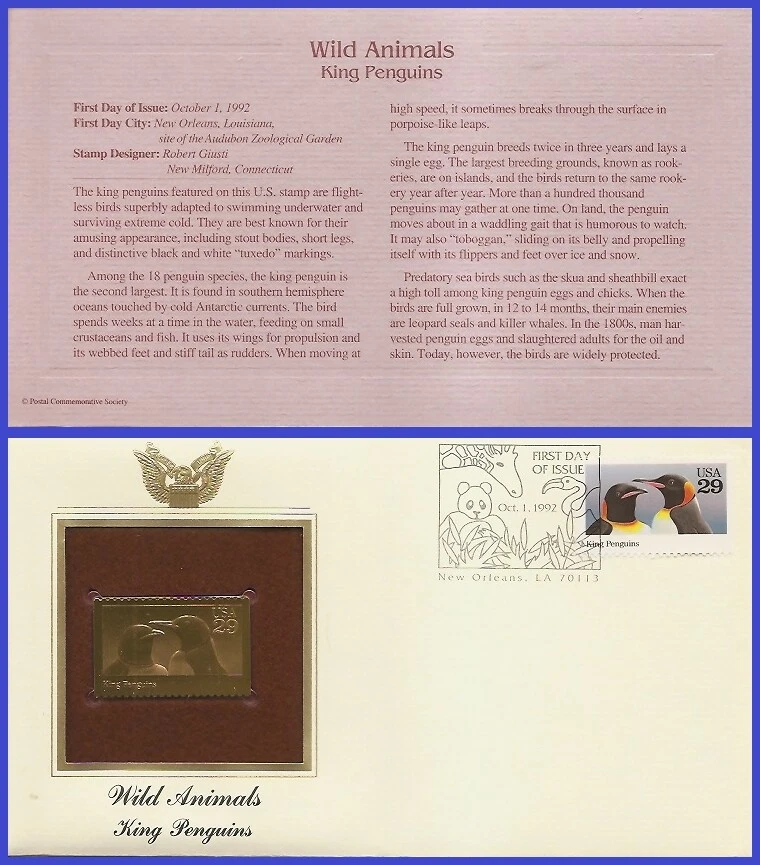 USA1 #2708 U/A GOLDEN REPLICA FDC   King Penguins - Image 1 of 1